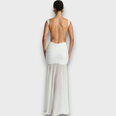 Carmelita – Bodenlanges Abendkleid mit Goldakzent