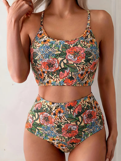 Damen Bikini Set – Eleganter Badeanzug mit Blumenmuster, Leicht & Bequem