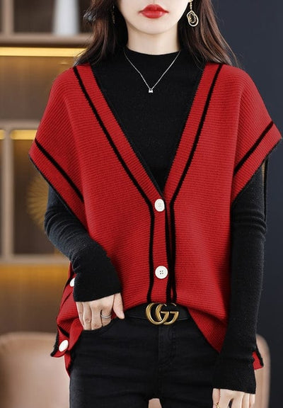 FATIMA - Strickweste mit V-Ausschnitt und Knopf-Verschluss