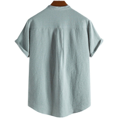 David – gestreiftes herrenhemd aus leinen mit halbknöpfen