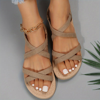 Kreuzriemen Sandalen, Elastische Riemen, Offene Zehen