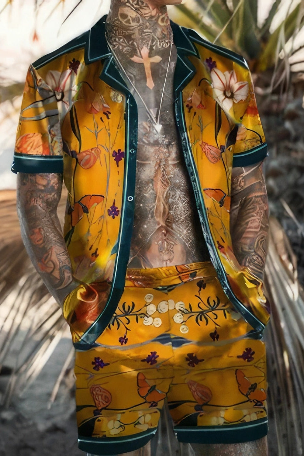 Flamingo Print Sommer Shirt und Shorts Set - Isidro