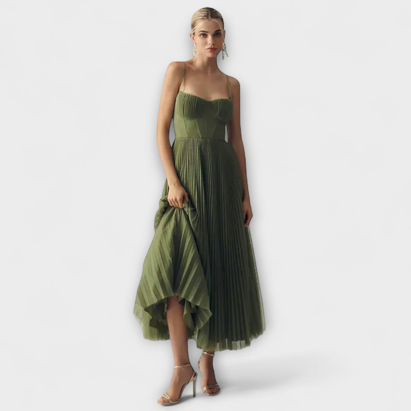 Elivera – Plissiertes Midikleid mit femininer Note