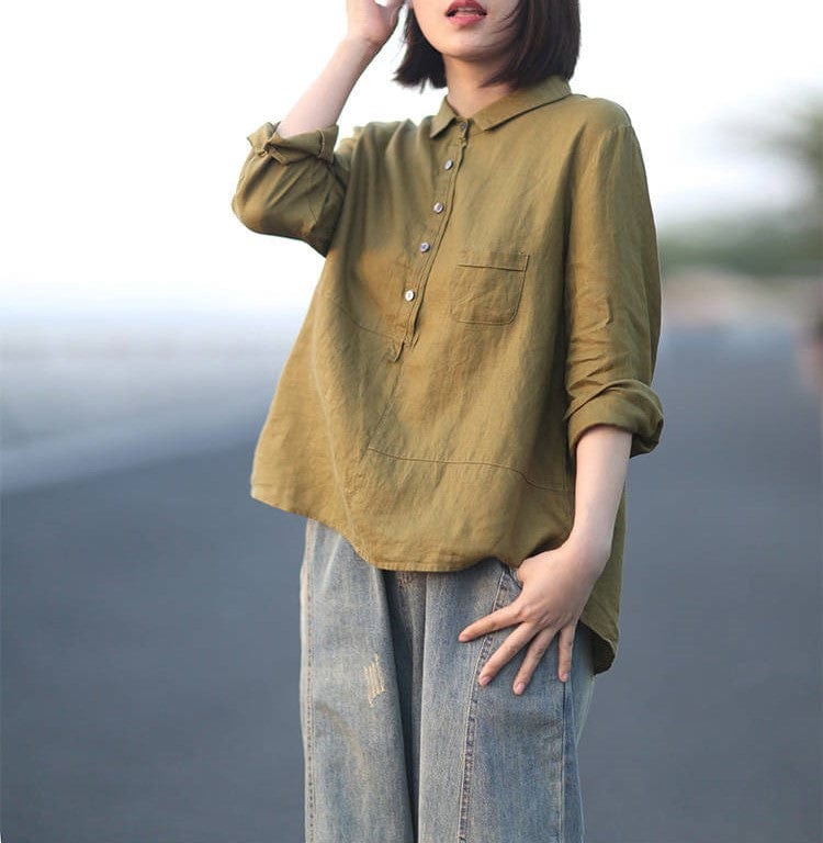 HANAYA - Langärmelige Lockere Bluse 2024