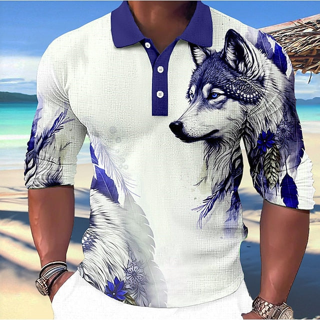 Herren Poloshirt mit Wolfsdruck - Gardo
