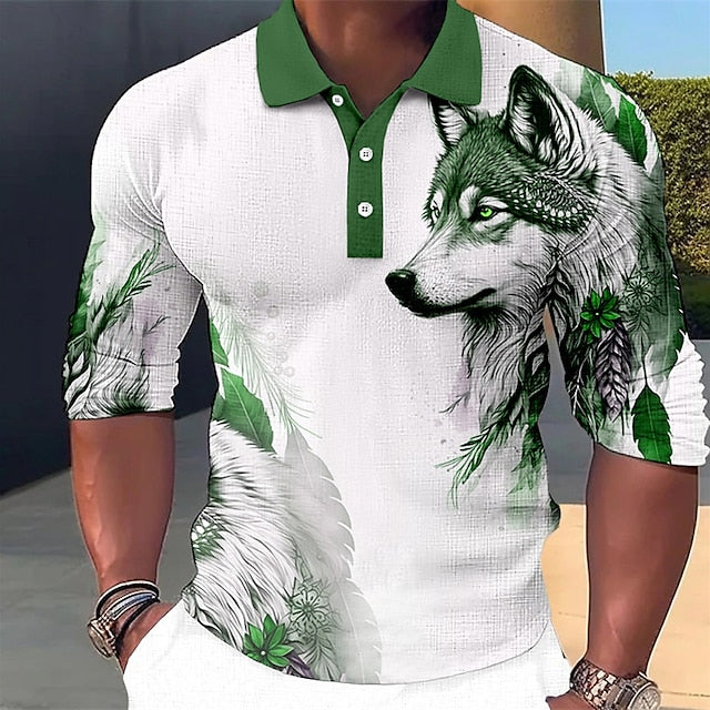 Herren Poloshirt mit Wolfsdruck - Gardo