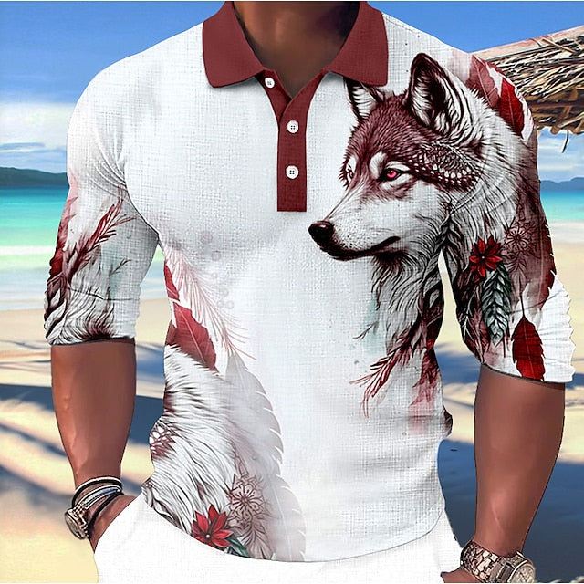 Herren Poloshirt mit Wolfsdruck - Gardo