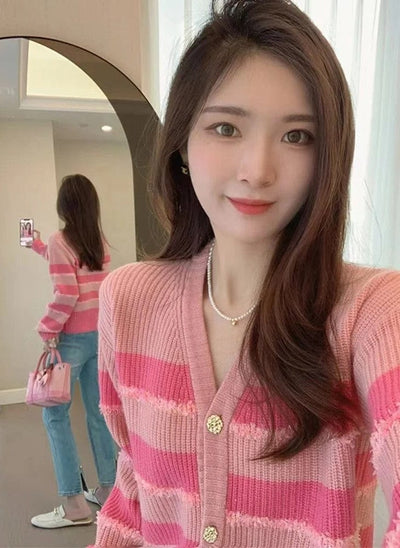 HERTHA - Lässiger gestreifter Strick-Cardigan