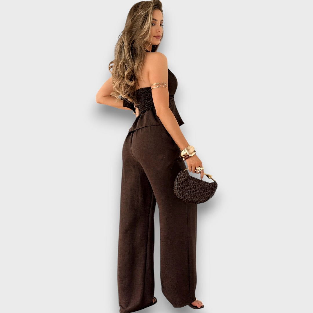 Lorinne – Zweiteiliges Set mit Bindedetail und Peplum