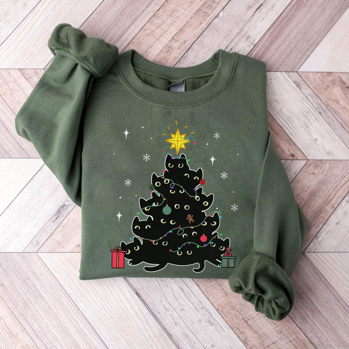 Schwarze Katzen | Weihnachtspullover für Damen