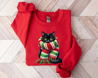 Schal Katze Weihnachten Sweatshirt für Damen und Herren