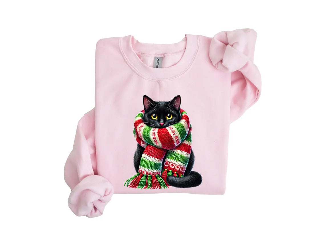 Schal Katze Weihnachten Sweatshirt für Damen und Herren