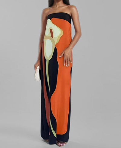 Gala | Elegantes langes Kleid mit schönem Druck