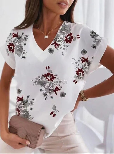 Aurora - Weiches Top mit V-Ausschnitt und luxuriösem Druck