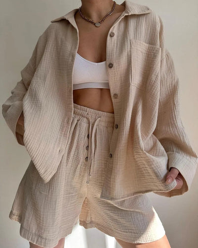 JOIE - Einreihiges Hemd und Shorts Set