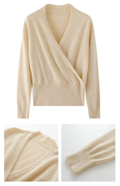 JOSHANE - Cross V-Ausschnitt Kaschmirpullover