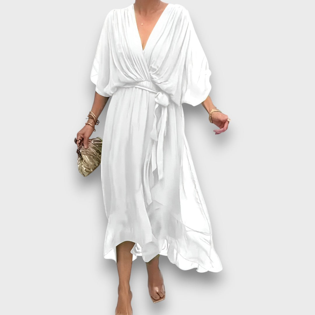 Zahara – Luftiges Kleid mit V-Ausschnitt und Stickerei