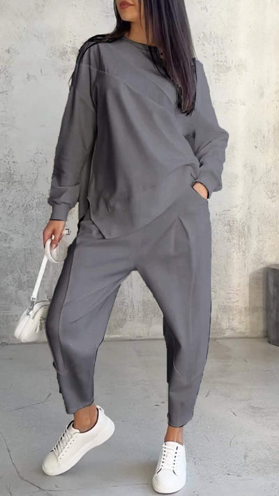 Nicolette | Zweiteiliges Set mit Rundhalsausschnitt und langen Ärmeln