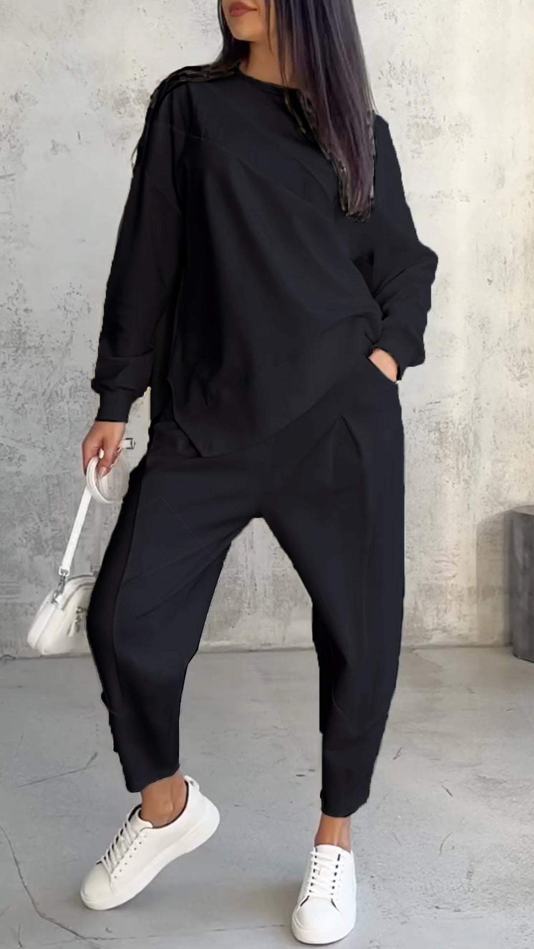 Nicolette | Zweiteiliges Set mit Rundhalsausschnitt und langen Ärmeln