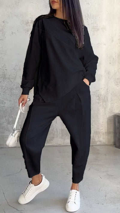 Nicolette | Zweiteiliges Set mit Rundhalsausschnitt und langen Ärmeln