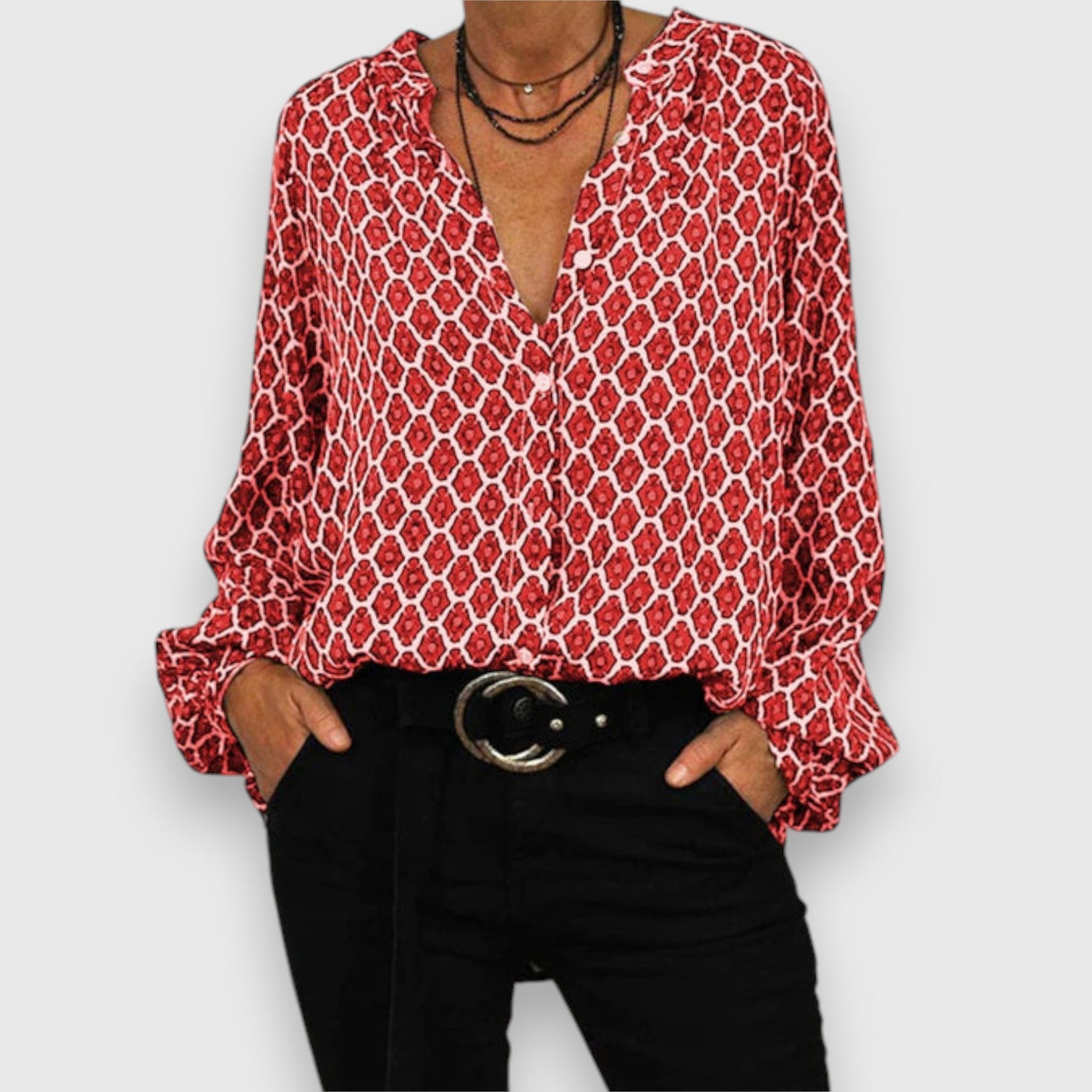 Melvia – Bluse mit modernem Muster