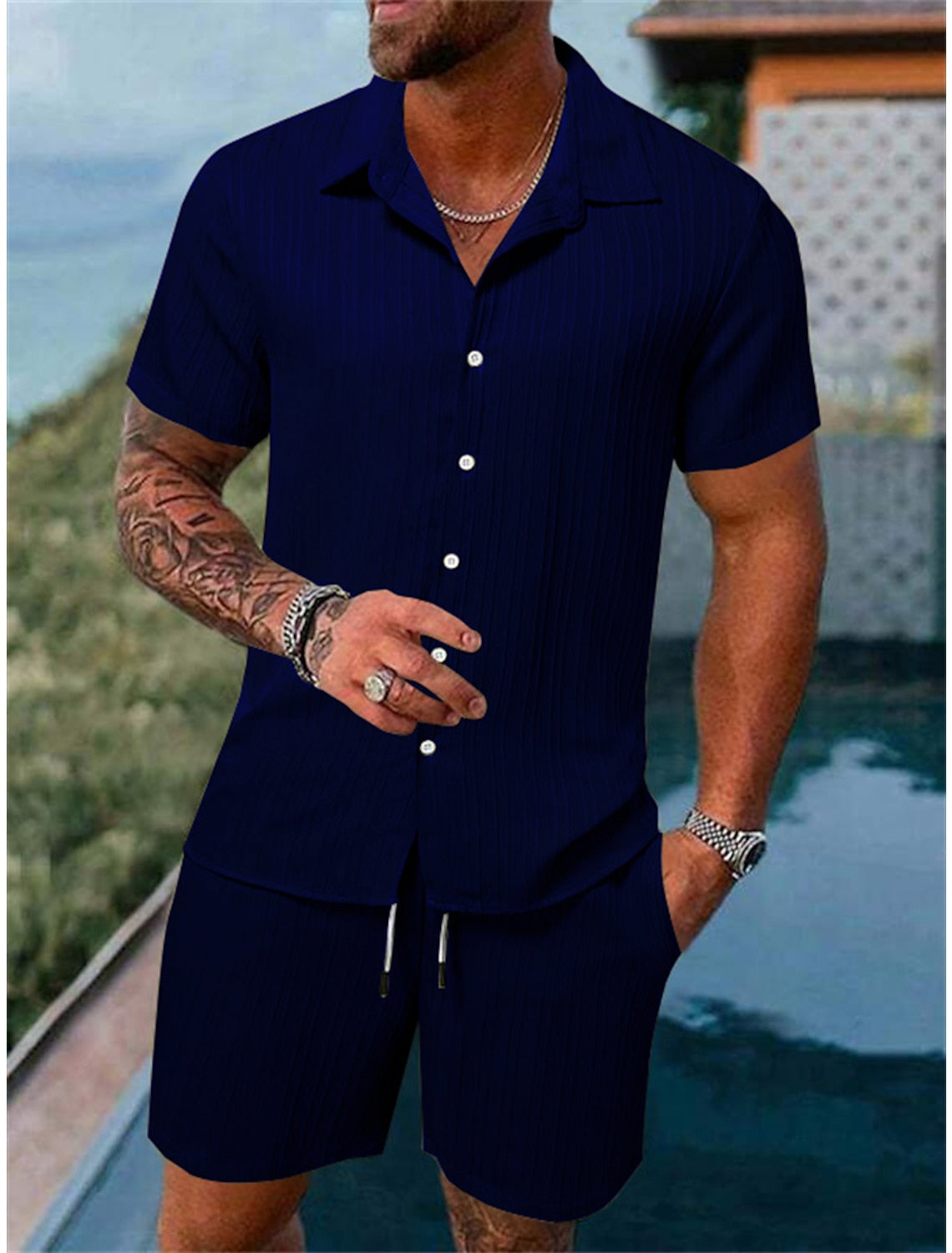 Lässiges Herren-Button-Down-Hemd-Set für Sommer und Urlaub - Bernhardt
