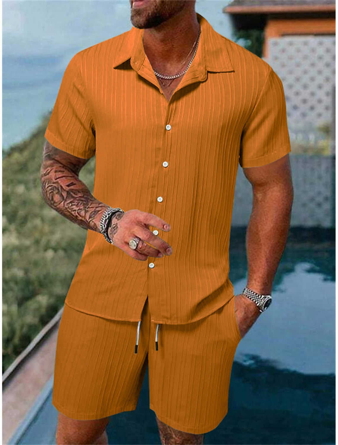 Lässiges Herren-Button-Down-Hemd-Set für Sommer und Urlaub - Bernhardt