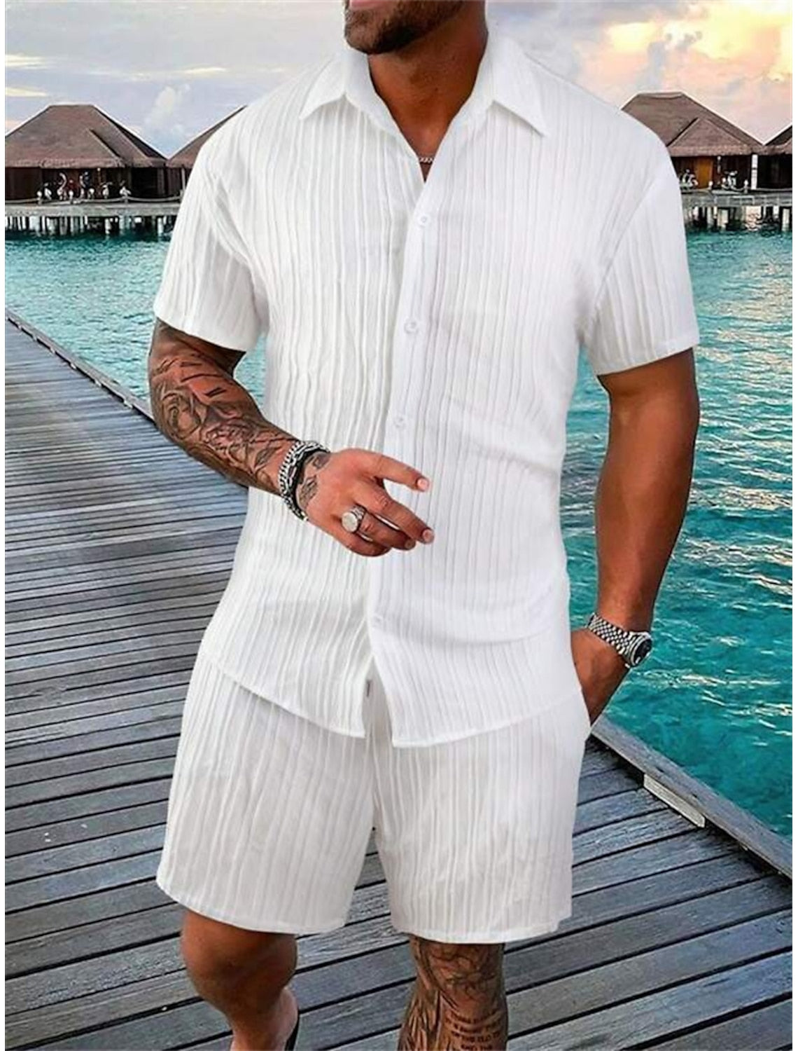 Lässiges Herren-Button-Down-Hemd-Set für Sommer und Urlaub - Bernhardt