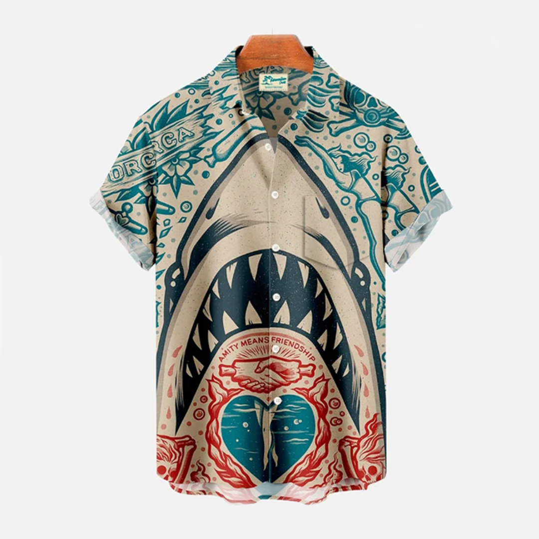 Lässiges Shark Print Sommerhemd - Youpi