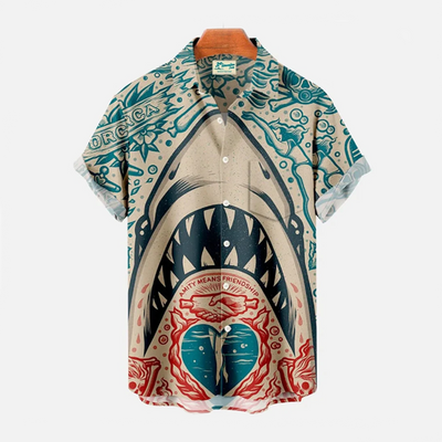 Lässiges Shark Print Sommerhemd - Youpi
