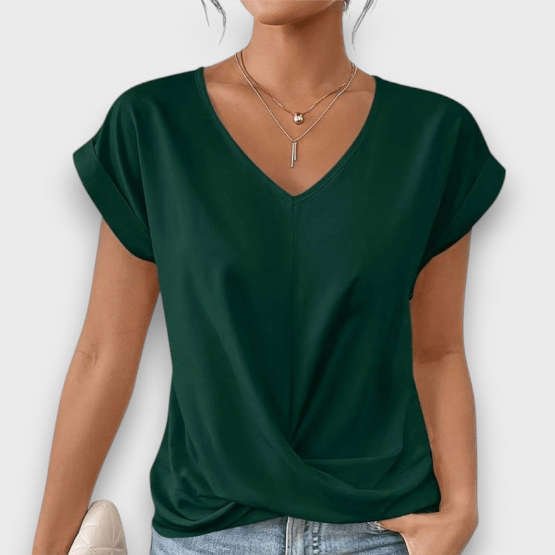 Serelis – Feminines V-Neck Top mit sanftem Faltenwurf