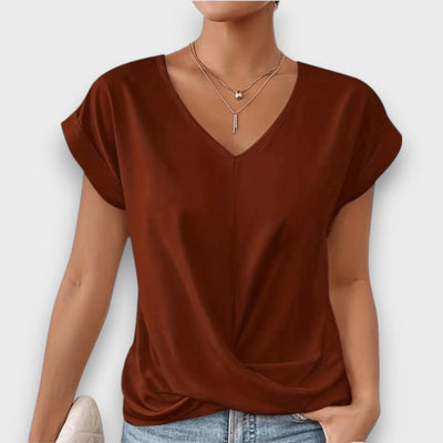Serelis – Feminines V-Neck Top mit sanftem Faltenwurf