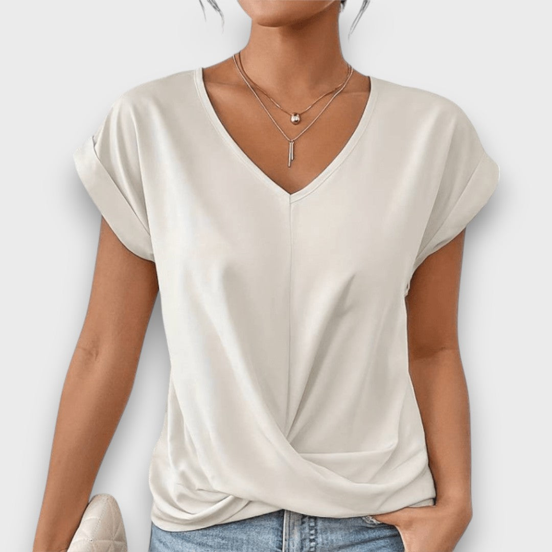 Serelis – Feminines V-Neck Top mit sanftem Faltenwurf