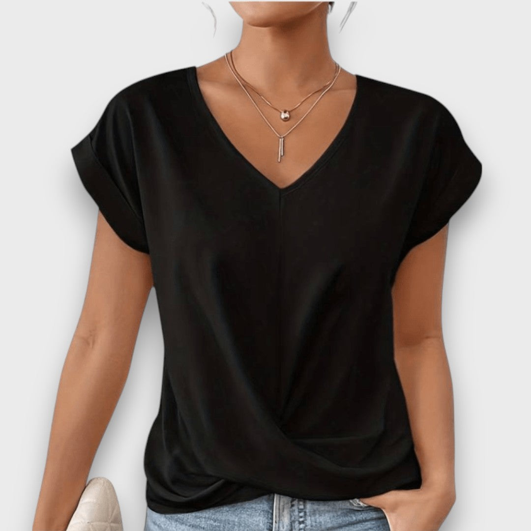 Serelis – Feminines V-Neck Top mit sanftem Faltenwurf