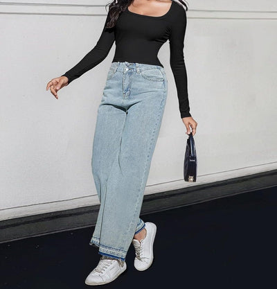 LYKA - Langarm-Crop-Top mit quadratischem Ausschnitt 2024