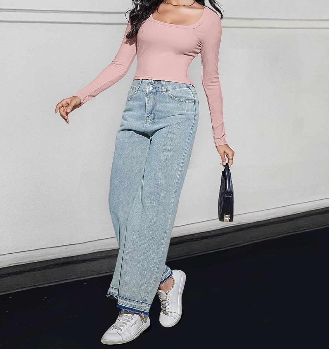 LYKA - Langarm-Crop-Top mit quadratischem Ausschnitt 2024