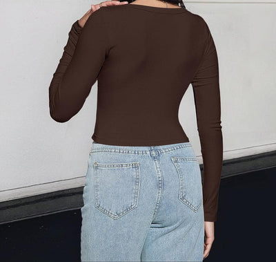 LYKA - Langarm-Crop-Top mit quadratischem Ausschnitt 2024