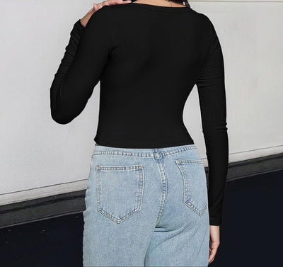 LYKA - Langarm-Crop-Top mit quadratischem Ausschnitt 2024