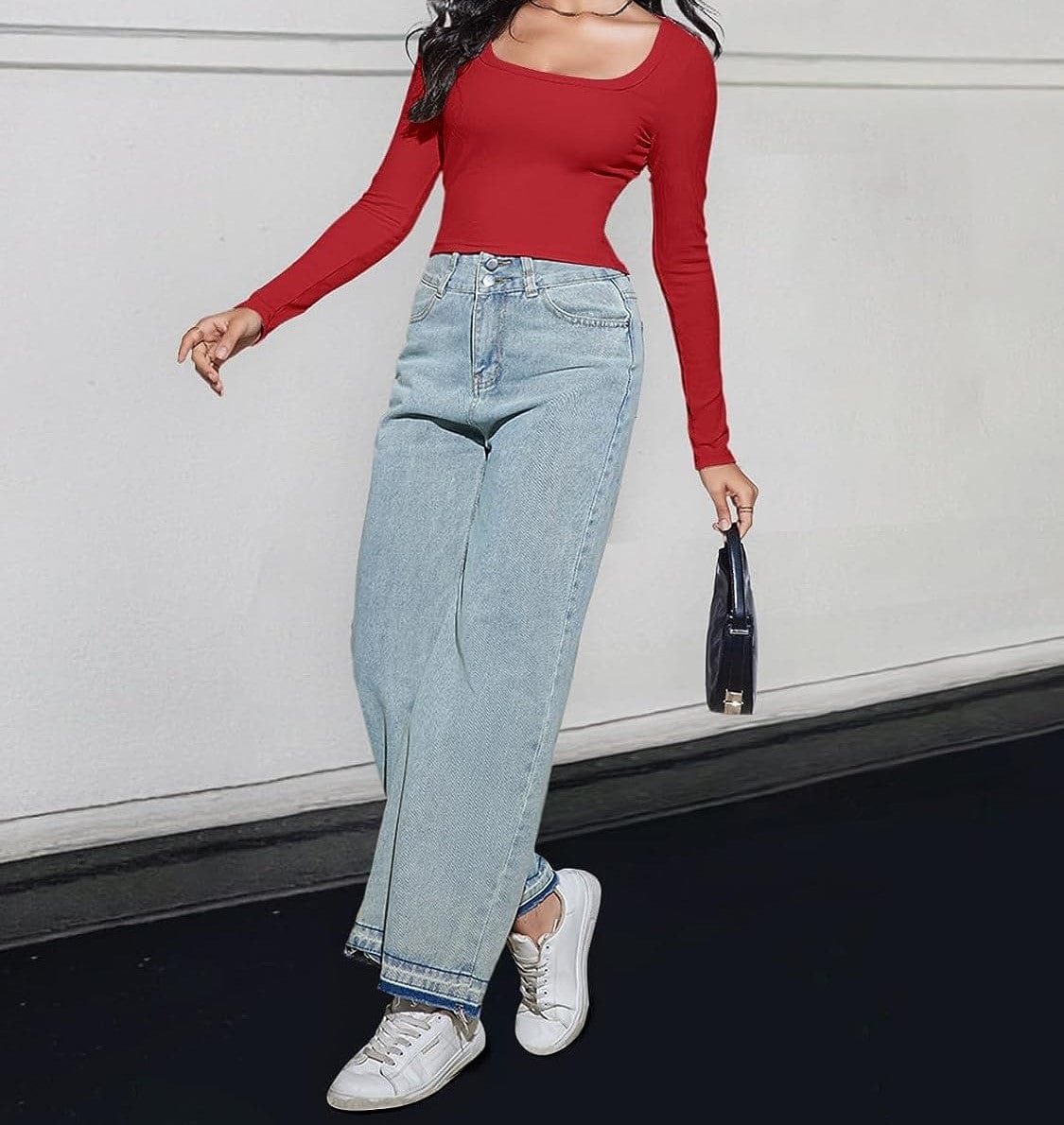 LYKA - Langarm-Crop-Top mit quadratischem Ausschnitt 2024