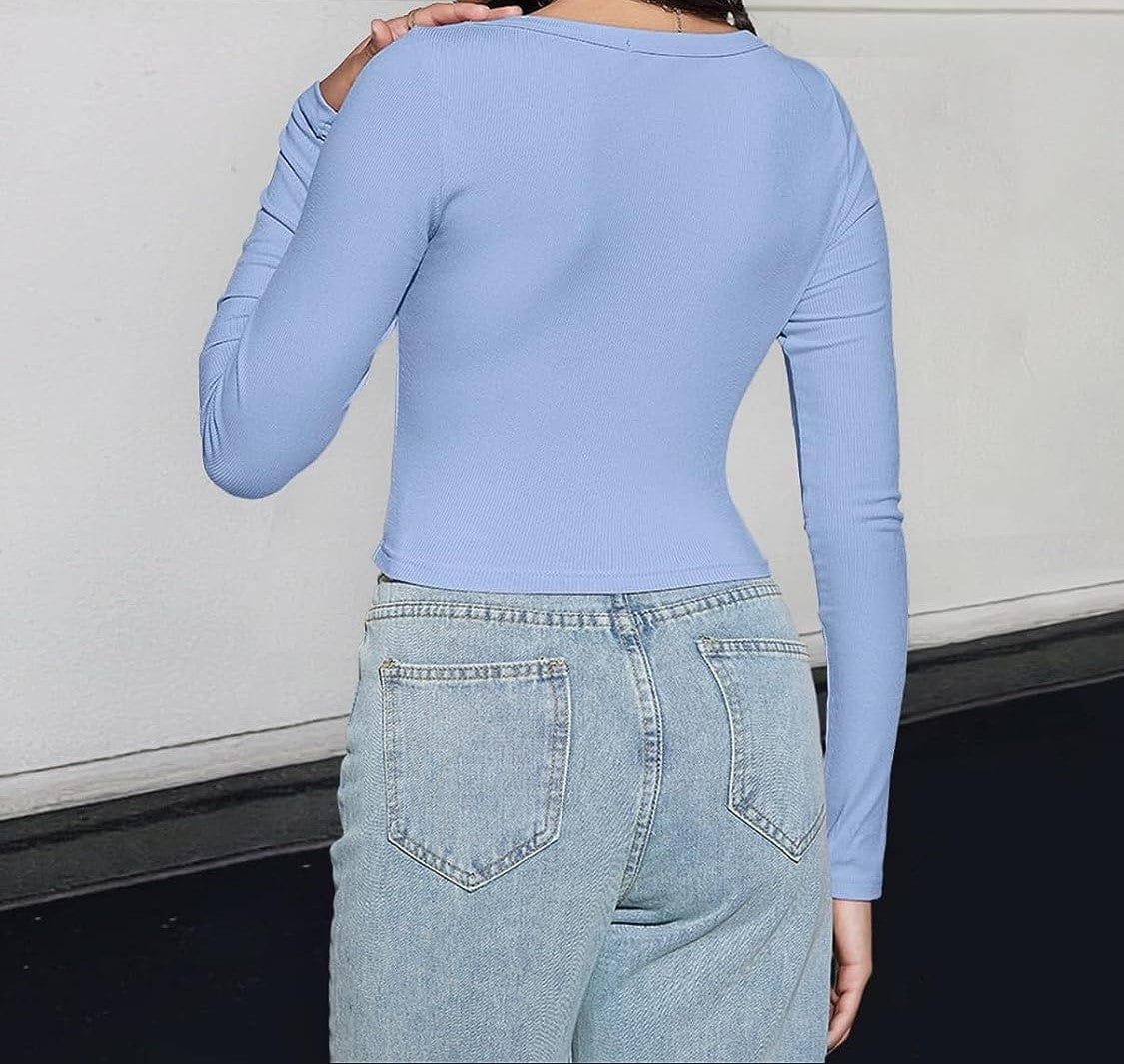 LYKA - Langarm-Crop-Top mit quadratischem Ausschnitt 2024