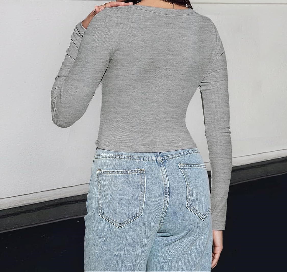 LYKA - Langarm-Crop-Top mit quadratischem Ausschnitt 2024