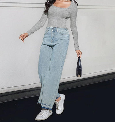 LYKA - Langarm-Crop-Top mit quadratischem Ausschnitt 2024