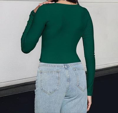 LYKA - Langarm-Crop-Top mit quadratischem Ausschnitt 2024