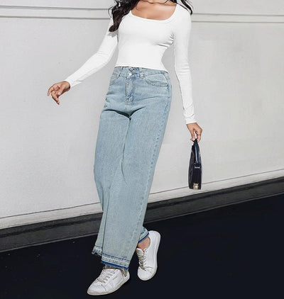 LYKA - Langarm-Crop-Top mit quadratischem Ausschnitt 2024