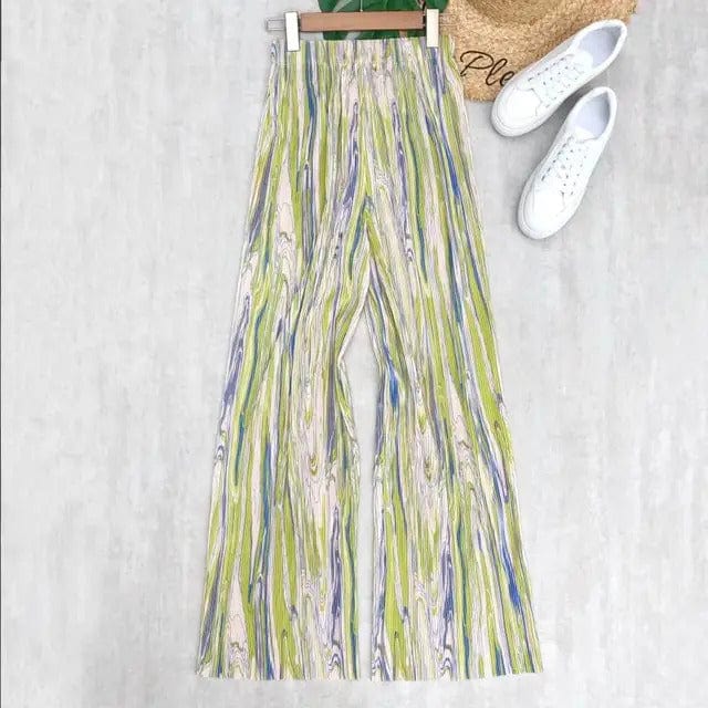 MADILYN - Plissierte gestreifte Batik-Lose-Hose