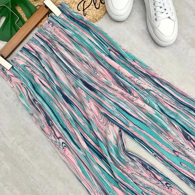 MADILYN - Plissierte gestreifte Batik-Lose-Hose