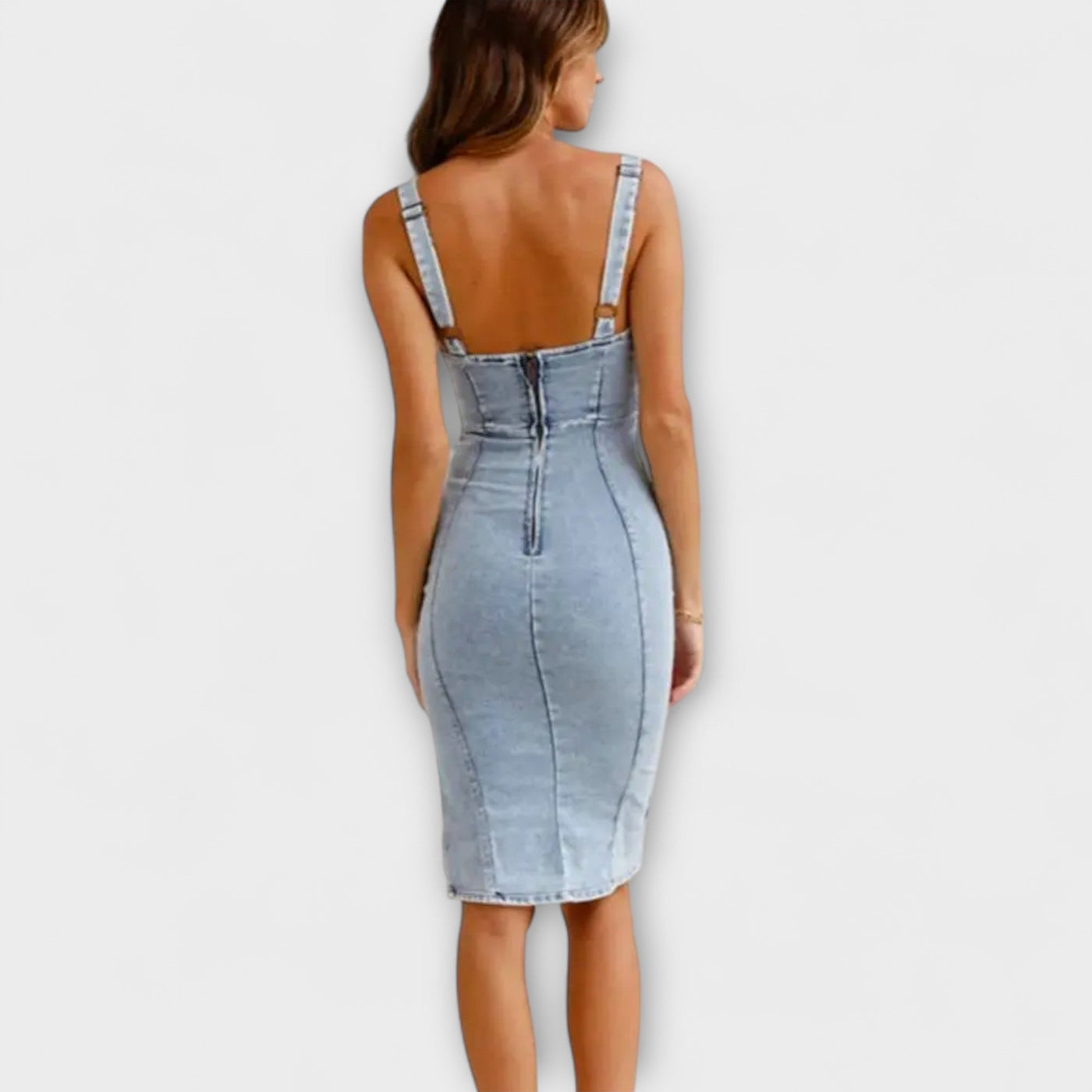 Daria – Figurbetontes Kleid im Used-Denim-Look