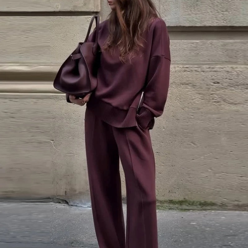 Jessy Strick | Kombiset aus Pullover und Hose in Strickoptik