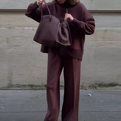 Jessy Strick | Kombiset aus Pullover und Hose in Strickoptik