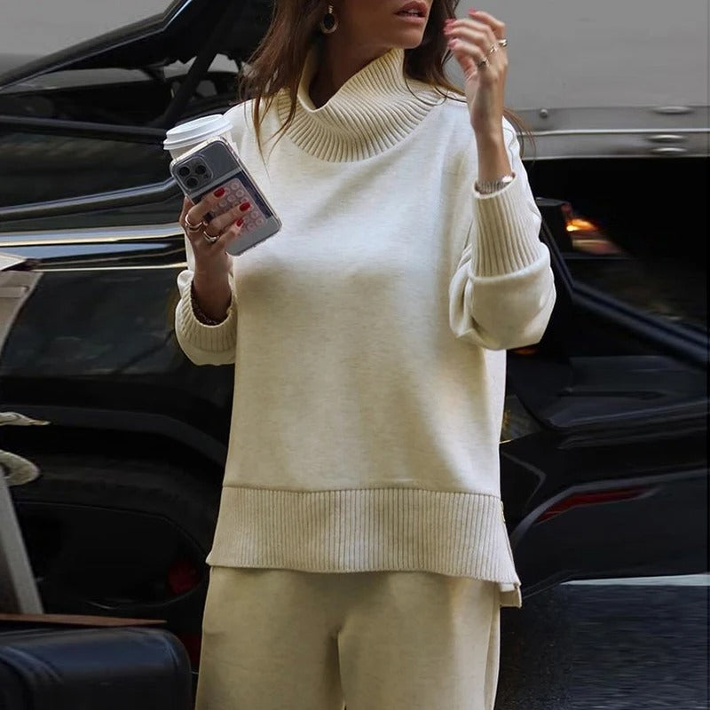 Jessy Strick | Kombiset aus Pullover und Hose in Strickoptik